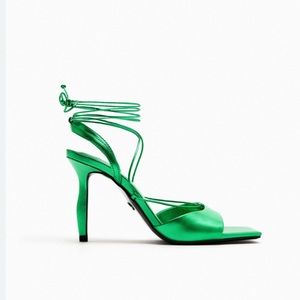 Zara metallic lace up leather sandals